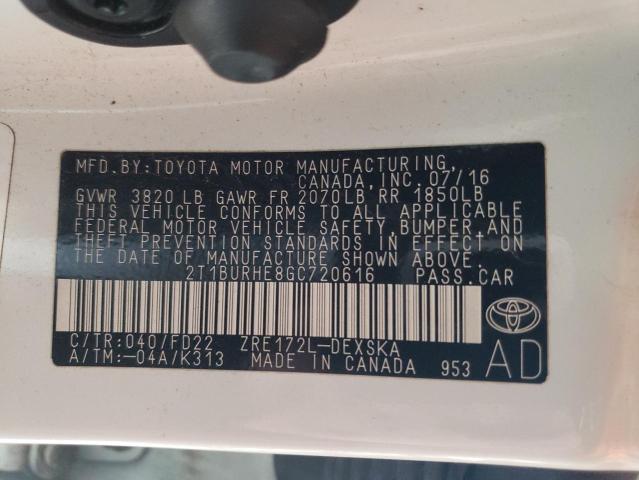 Photo 11 VIN: 2T1BURHE8GC720616 - TOYOTA COROLLA 