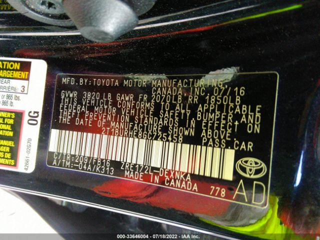 Photo 8 VIN: 2T1BURHE8GC725458 - TOYOTA COROLLA 