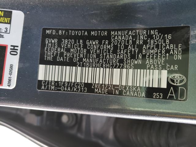 Photo 9 VIN: 2T1BURHE8HC777965 - TOYOTA COROLLA L 