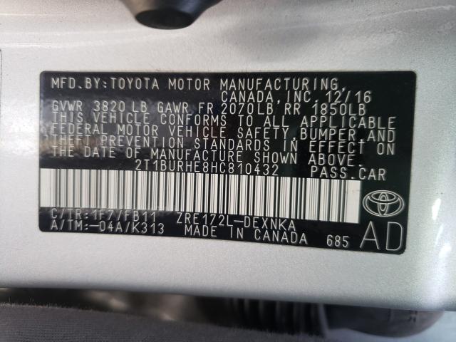 Photo 9 VIN: 2T1BURHE8HC810432 - TOYOTA COROLLA L 