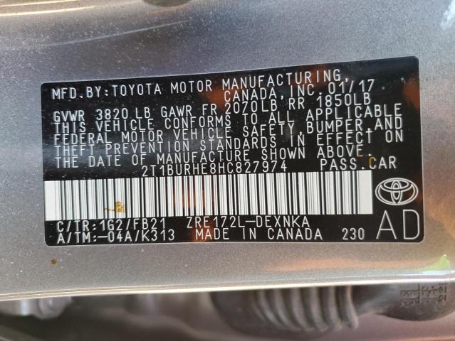 Photo 9 VIN: 2T1BURHE8HC827974 - TOYOTA COROLLA L 