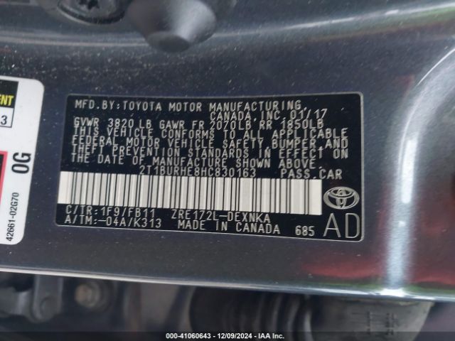 Photo 8 VIN: 2T1BURHE8HC830163 - TOYOTA COROLLA 