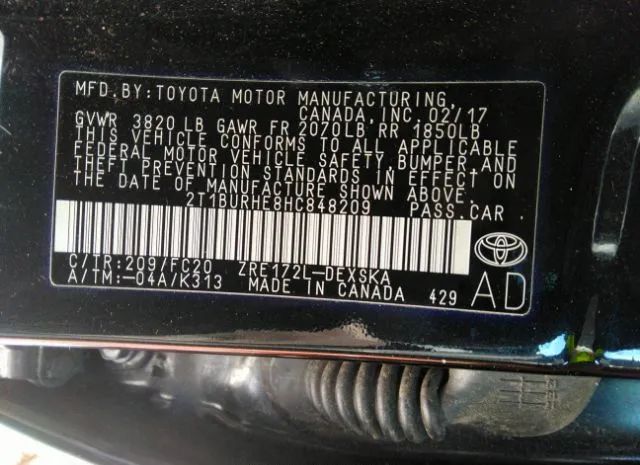 Photo 8 VIN: 2T1BURHE8HC848209 - TOYOTA COROLLA 