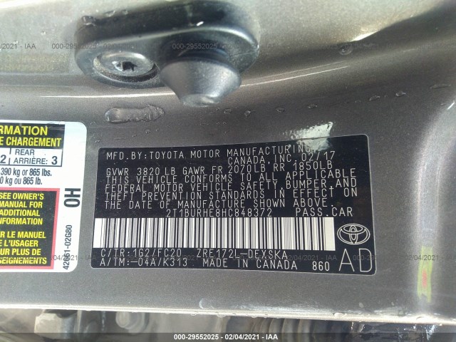 Photo 8 VIN: 2T1BURHE8HC848372 - TOYOTA COROLLA 