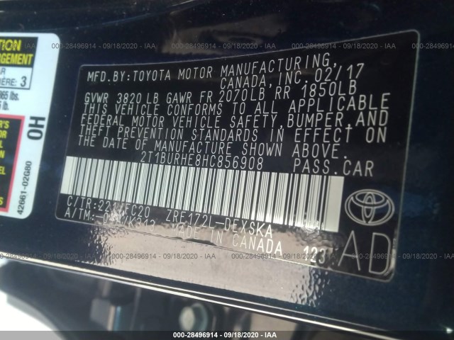 Photo 8 VIN: 2T1BURHE8HC856908 - TOYOTA COROLLA 