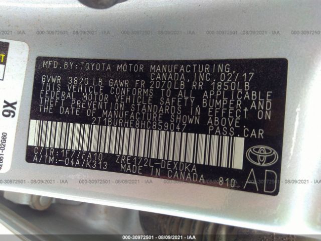 Photo 8 VIN: 2T1BURHE8HC859047 - TOYOTA COROLLA 