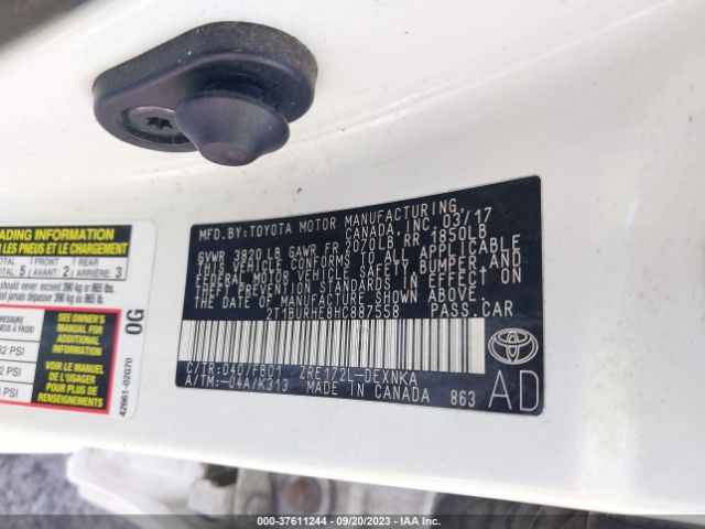 Photo 8 VIN: 2T1BURHE8HC887558 - TOYOTA COROLLA 