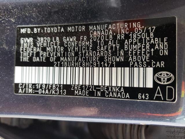 Photo 11 VIN: 2T1BURHE8HC911471 - TOYOTA COROLLA L 