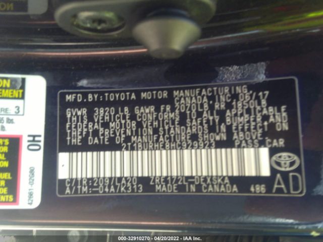 Photo 8 VIN: 2T1BURHE8HC929923 - TOYOTA COROLLA 