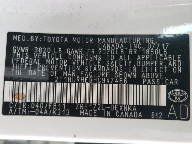 Photo 11 VIN: 2T1BURHE8HC947466 - TOYOTA COROLLA 