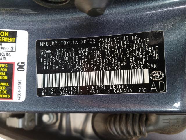 Photo 9 VIN: 2T1BURHE8JC046166 - TOYOTA COROLLA 