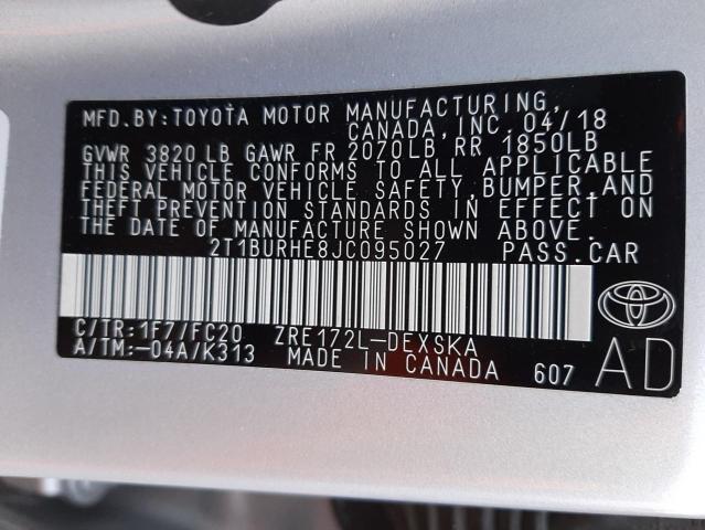 Photo 9 VIN: 2T1BURHE8JC095027 - TOYOTA COROLLA L 