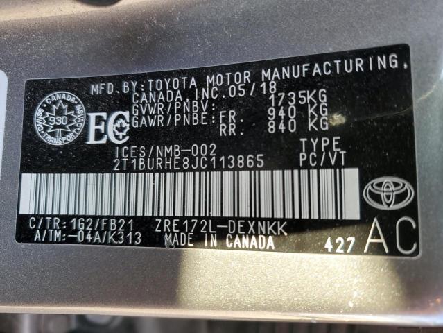 Photo 11 VIN: 2T1BURHE8JC113865 - TOYOTA COROLLA L 