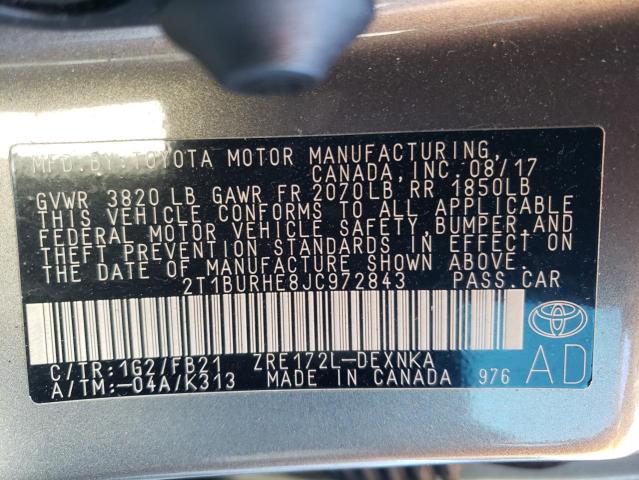 Photo 11 VIN: 2T1BURHE8JC972843 - TOYOTA COROLLA 