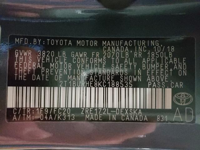 Photo 9 VIN: 2T1BURHE8KC188535 - TOYOTA COROLLA SE 