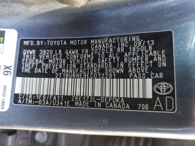 Photo 9 VIN: 2T1BURHE9EC012291 - TOYOTA COROLLA L 