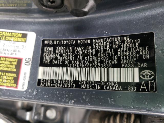 Photo 9 VIN: 2T1BURHE9EC023839 - TOYOTA COROLLA L 