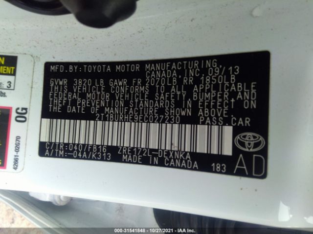 Photo 8 VIN: 2T1BURHE9EC027230 - TOYOTA COROLLA 