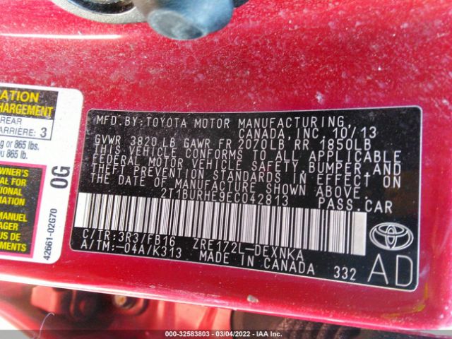 Photo 8 VIN: 2T1BURHE9EC042813 - TOYOTA COROLLA 