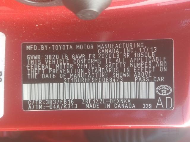 Photo 9 VIN: 2T1BURHE9EC068473 - TOYOTA COROLLA L 