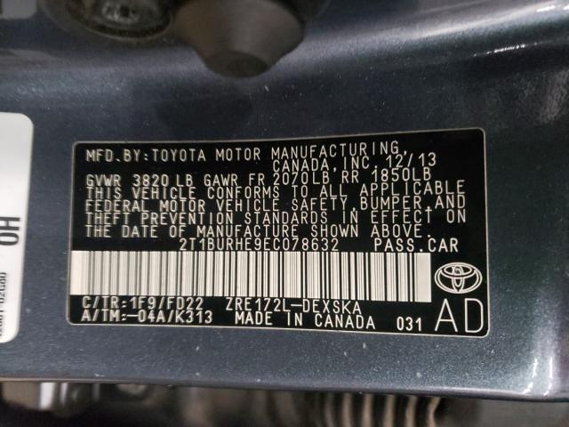 Photo 9 VIN: 2T1BURHE9EC078632 - TOYOTA COROLLA L 