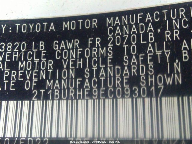 Photo 8 VIN: 2T1BURHE9EC093017 - TOYOTA COROLLA 