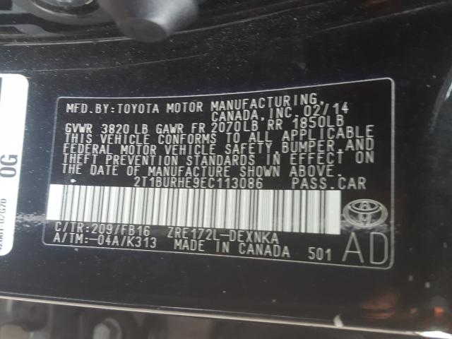 Photo 9 VIN: 2T1BURHE9EC113086 - TOYOTA COROLLA L 