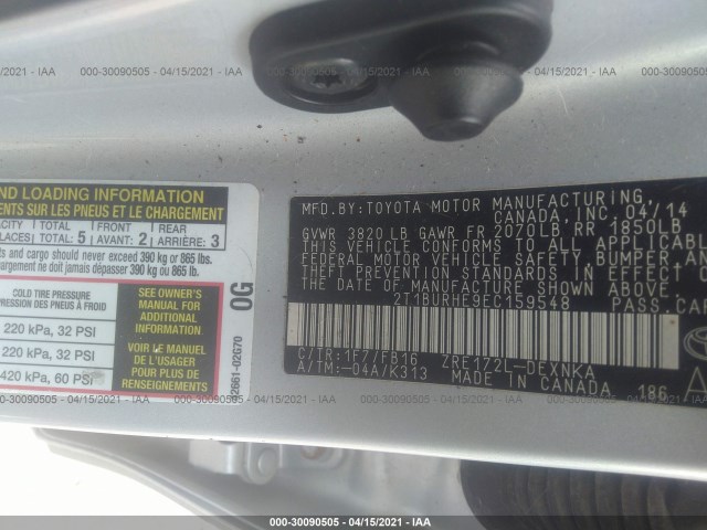 Photo 8 VIN: 2T1BURHE9EC159548 - TOYOTA COROLLA 