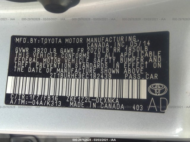 Photo 8 VIN: 2T1BURHE9EC182439 - TOYOTA COROLLA 