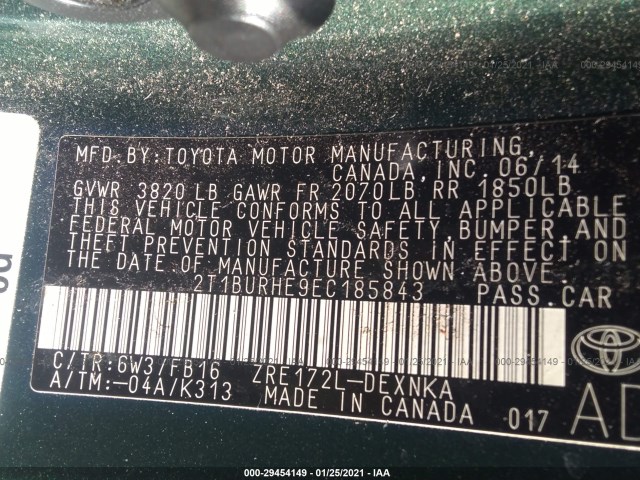 Photo 8 VIN: 2T1BURHE9EC185843 - TOYOTA COROLLA 