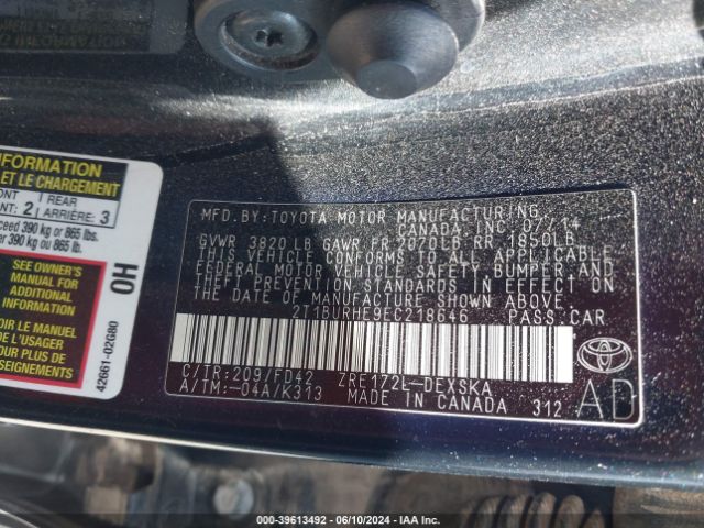 Photo 8 VIN: 2T1BURHE9EC218646 - TOYOTA COROLLA 