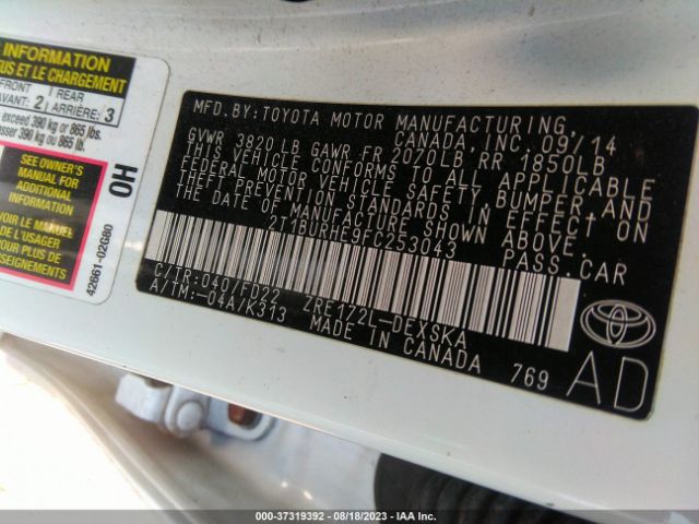 Photo 8 VIN: 2T1BURHE9FC253043 - TOYOTA COROLLA 