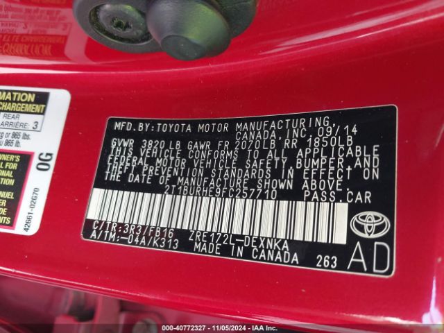 Photo 8 VIN: 2T1BURHE9FC257710 - TOYOTA COROLLA 