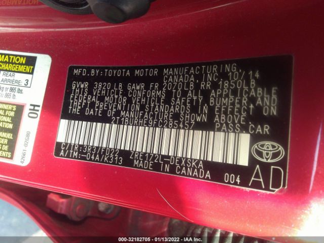 Photo 8 VIN: 2T1BURHE9FC285457 - TOYOTA COROLLA 