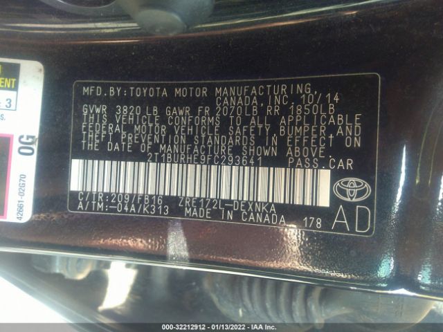 Photo 8 VIN: 2T1BURHE9FC293641 - TOYOTA COROLLA 