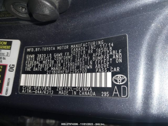 Photo 8 VIN: 2T1BURHE9FC295700 - TOYOTA COROLLA 