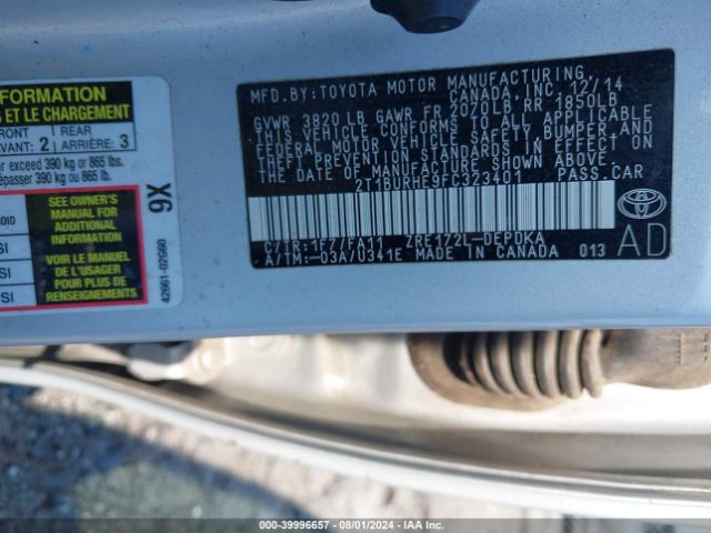 Photo 8 VIN: 2T1BURHE9FC323401 - TOYOTA COROLLA 