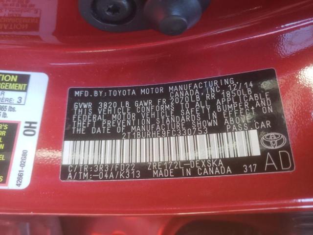 Photo 9 VIN: 2T1BURHE9FC330753 - TOYOTA COROLLA L 