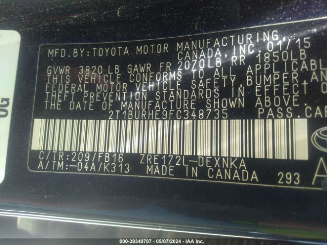 Photo 8 VIN: 2T1BURHE9FC348735 - TOYOTA COROLLA 