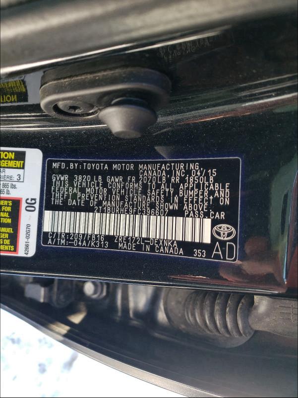 Photo 9 VIN: 2T1BURHE9FC396607 - TOYOTA COROLLA L 