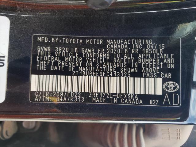 Photo 9 VIN: 2T1BURHE9FC413325 - TOYOTA COROLLA L 