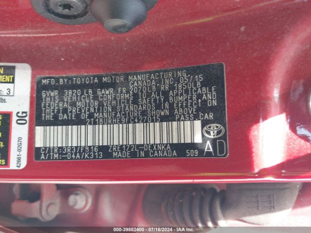 Photo 8 VIN: 2T1BURHE9FC427015 - TOYOTA COROLLA 