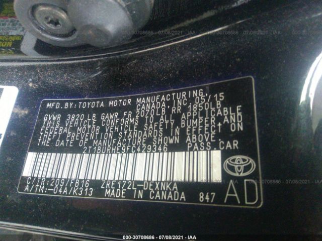 Photo 8 VIN: 2T1BURHE9FC429346 - TOYOTA COROLLA 