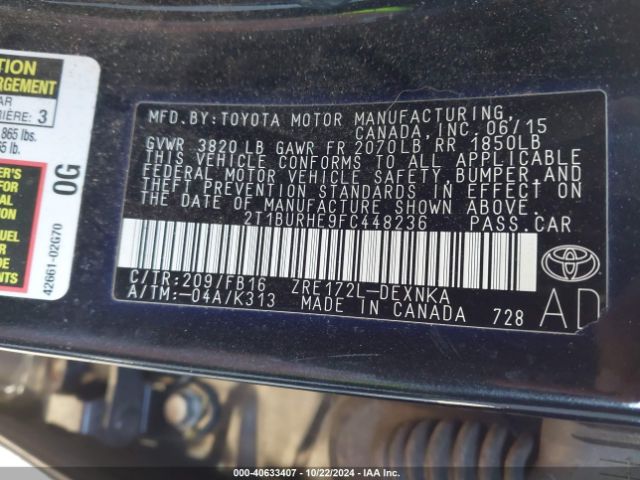 Photo 8 VIN: 2T1BURHE9FC448236 - TOYOTA COROLLA 