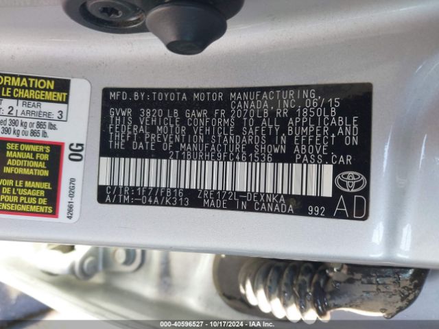 Photo 8 VIN: 2T1BURHE9FC461536 - TOYOTA COROLLA 