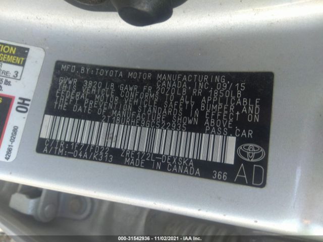 Photo 8 VIN: 2T1BURHE9GC522935 - TOYOTA COROLLA 