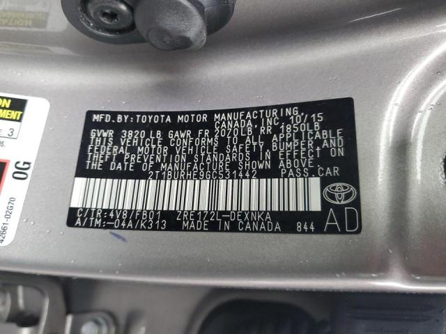 Photo 11 VIN: 2T1BURHE9GC531442 - TOYOTA COROLLA L 