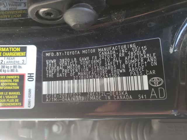 Photo 9 VIN: 2T1BURHE9GC541162 - TOYOTA COROLLA L 