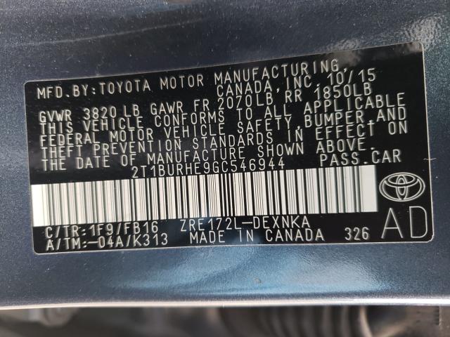 Photo 9 VIN: 2T1BURHE9GC546944 - TOYOTA COROLLA L 