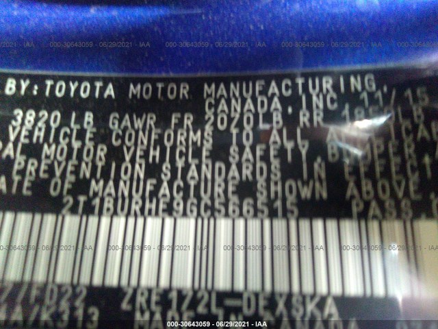 Photo 8 VIN: 2T1BURHE9GC566515 - TOYOTA COROLLA 